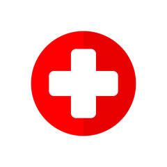 Fototapeta premium Cross red healthcare illustration, medical symbol, hospital crossed icon isolated on white background