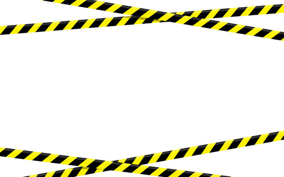 Tape striped yellow and black vector danger zone border isolation concept background illustration