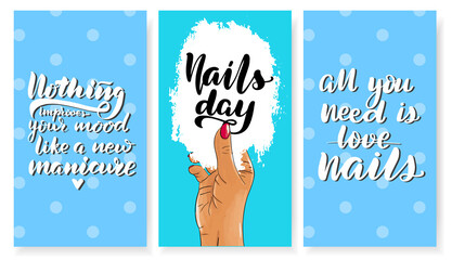 Nails master gift voucher card template. Pop art