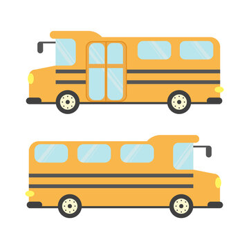 Schoolbus flat illustration.Transportation for kids to school. City bus, back to school concept.