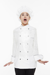 Female chef tied up with a cling wrap