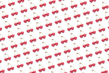 Two cherries berry pattern isolated on a white background.