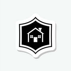 House shield sticker icon isolated on gray background