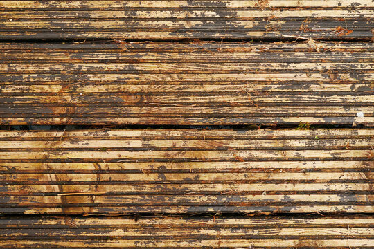 Old rusty wooden plank texture with dirt background. Light brown color.