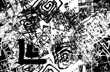 Obraz premium Black and white abstract background. The monochrome pattern is seamless. Chaotic grunge texture