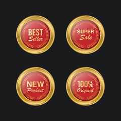 Premium commercials golden badge collection, vector illustration