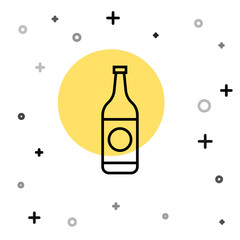 Black line Beer bottle icon isolated on white background. Random dynamic shapes. Vector Illustration.