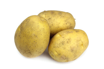 Raw organic potatoes isolated on a white background