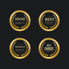 Seal gold badges and labels premium quality Premium Vector