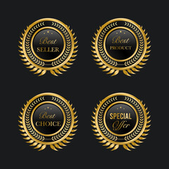 Seal gold badges and labels premium quality Premium Vector