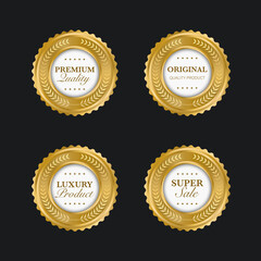 Seal gold badges and labels premium quality Premium Vector
