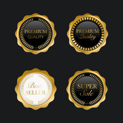 Seal gold badges and labels premium quality Premium Vector