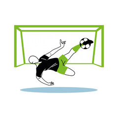 Soccer player man with ball and goal vector design