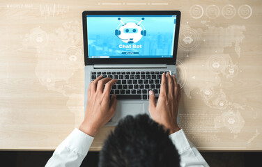 AI Chatbot smart digital customer service application concept. Computer or mobile device...