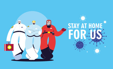 Front line medical team with protective suits