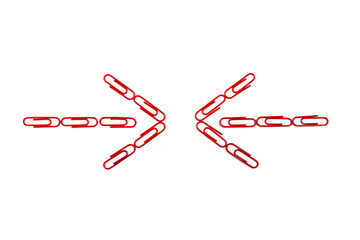 Arrows formed by red plastic-coated paper clips