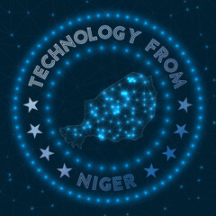 Technology From Niger. Futuristic geometric badge of the country. Technological concept. Round Niger logo. Vector illustration.