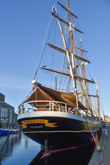 Fototapeta premium The clipper 'Morgenster' moored in the harbour of Den Helder