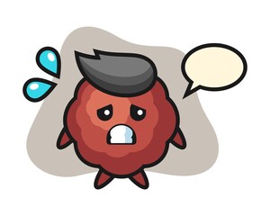 Meatball cartoon with afraid gesture