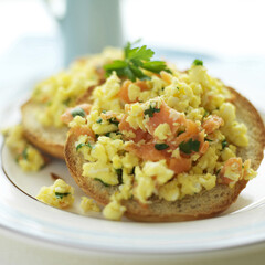 Scrambled egg and smoked salmon