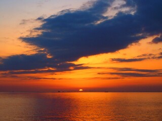 Naklejka na ściany i meble sunset view from Makuhari beach Chiba,Japan