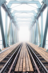 Railway bridge in fog