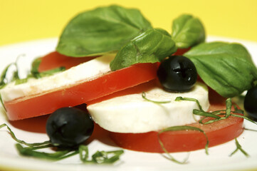 Tomato, cheese and olive
