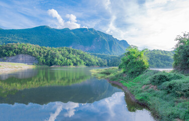 Beautiful view to reservoir Ban Mae Khaon Chiang Dao, Chiangmai Thailand