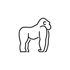 Gorilla vector icon. Monkey outline symbol. Wild animal, African savannah fauna.