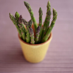 Asparagus put in a small pot