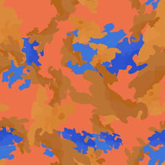Desert camouflage of various shades of orange, brown and blue colors