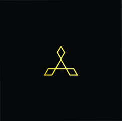 Minimal elegant monogram art logo. Outstanding professional trendy awesome artistic A AA initial based Alphabet icon logo. Premium Business logo gold color on black background