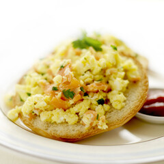 Scrambled egg and smoked salmon