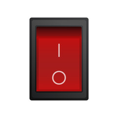 Red square on and off button. Isolated. Vector.