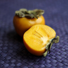 Fototapeta na wymiar High angle close-up of persimmon