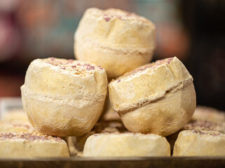 Handmade cosmetics salt bombs for the bath