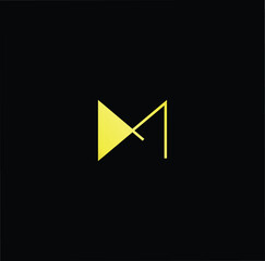 Minimal elegant monogram art logo. Outstanding professional trendy awesome artistic M MM MD DM initial based Alphabet icon logo. Premium Business logo gold color on black background