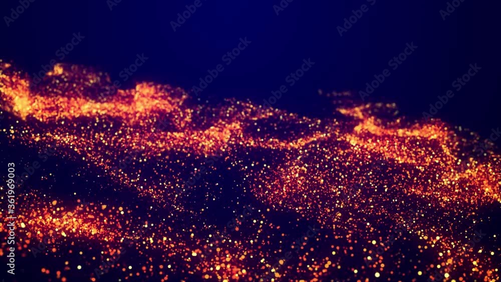 Poster abstract bg, golden magic glitters fly in air in slow motion and form beautiful swirls. fiery sparkl