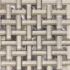Basket Weave Polished Gloss Brown Marble Glass Tile Texture