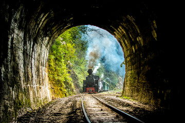 Steam Train in a tunnel