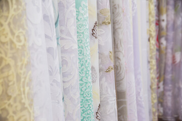 textile curtains for Windows in the range, many samples in the store