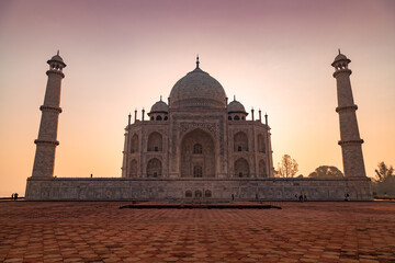 A beautiful view of the Taj Mahal at morning in Agra,