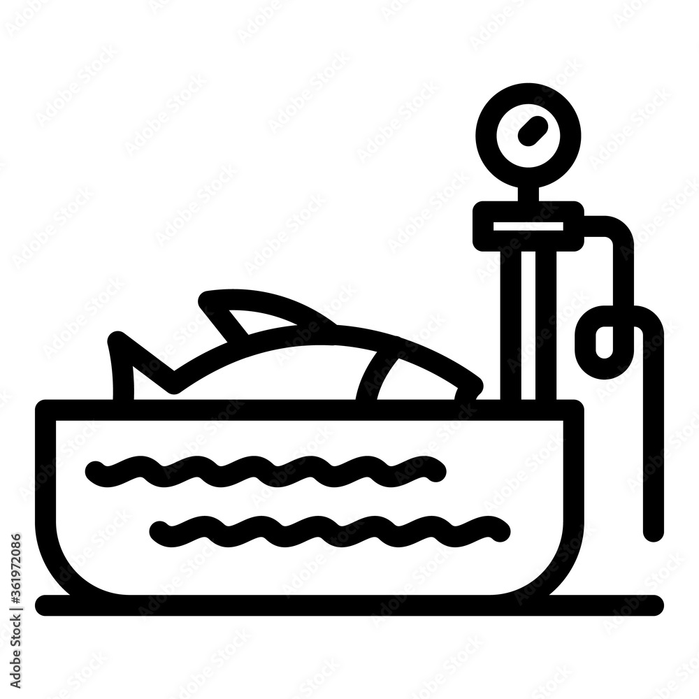 Aufkleber fish on scales icon. outline fish on scales vector icon for web design isolated on white background
