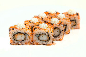 sushi on a white background