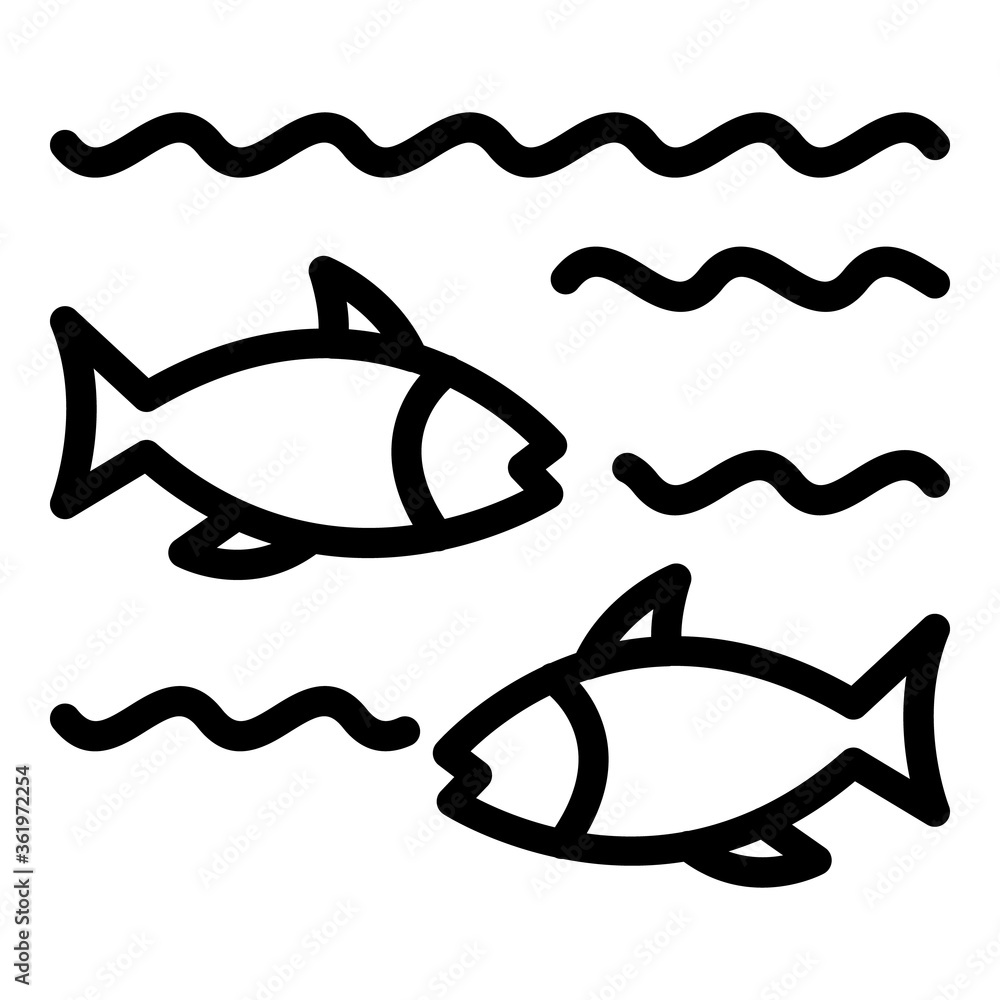 Poster fish in lake icon. outline fish in lake vector icon for web design isolated on white background
