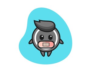Hockey puck cartoon with tape on mouth