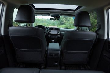 Off road car in the rainy nature