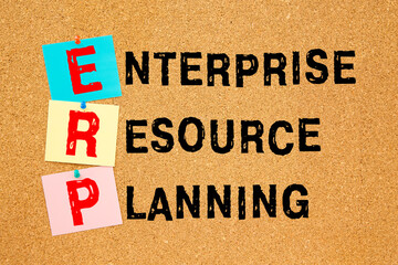 Fototapeta na wymiar Notice board with inscription ERP Enterprise Resource Planning