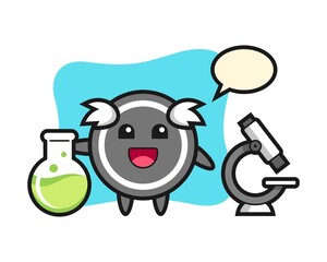 Hockey puck cartoon as a scientist