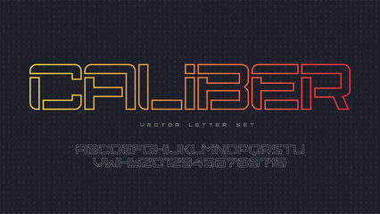 Obraz premium Vector sans serif urban rounded stencil letter set, cropped alphabet